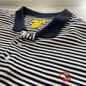 Vintage Duck Head Navy Blue And White 90's Stripped Cotton Polo Shirt Men's XL